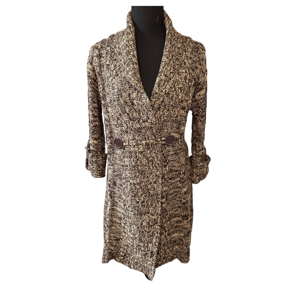Allison Brittney Long Brown Cardigan Sweater Size M